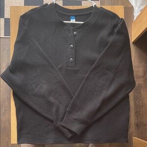 Old Navy Black Waffle Henley Sweater